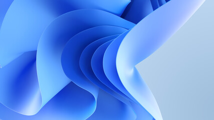 Wall Mural - Abstract blue fashion background. Curvy layers wallpaper. 3d rendering