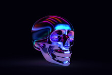 Iridescent Skull Bright 3d Render Abstract