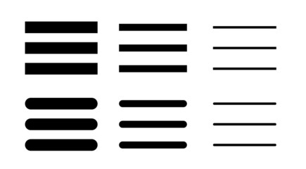 Set interface menu symbol. List icons outline style. Line menu icon vector element design.