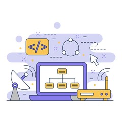Wall Mural - internet and networking concept website illustration design 2