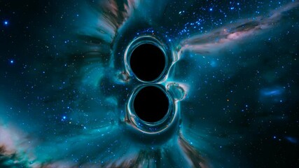 Wall Mural - Black holes in the middle of outer space absorb the nearest stars. Science.