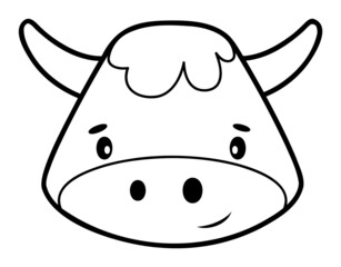 Wall Mural - Coloring book or page for kids. Bull black and white outline illustration.