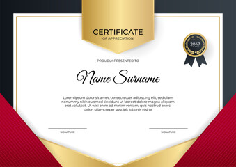 Wall Mural - Modern employee red black gold certificate design Template