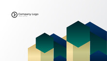 Modern Professional Corporate Blue Green Gold Design Business Card Template Background