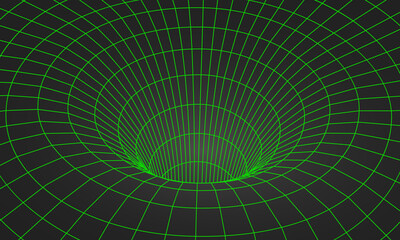 Wall Mural - wormhole geometric grid wireframe tunnel flat style design vector illustration. abstract futuristic 
