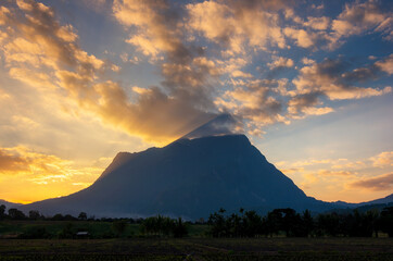 Wall Mural - Doi luang chiang dao mountain sunset, Chiang mai, thailand.