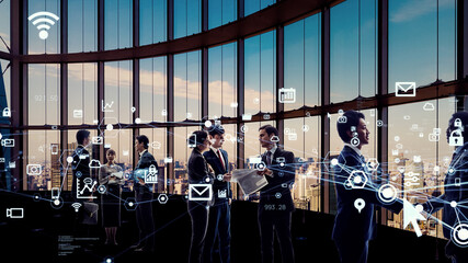 Poster - Business network concept. Human Resources. Group of businesspeople. Management strategy.