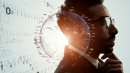 AI (Artificial Intelligence) concept. Deep learning. Digital transformation.