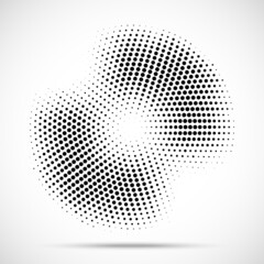 Wall Mural - round border icon using halftone circle dots raster texture. halftone circle frame abstract dots log