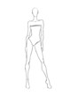 Sketch of the female body. Girl model. Front and back view. Female body template for drawing clothes. You can print and draw directly on the thumbnails. Fashion Illustration.