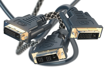 Leinwandbilder - DVI cable video monitor connectors isolated on white.