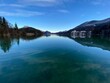 Fuschlsee, Salzburger Land, an einem Wintertag zu Sonnenuntergang
