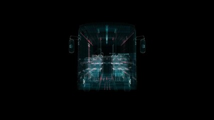 Wall Mural - Electric Smart Bus Hologram. Transport, Eco and Technology Concept