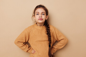Portrait of happy smiling child girl joy posing emotions fashion childhood unaltered