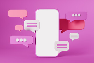 Smartphone and different notifications, pop-up messages. Mockup screen