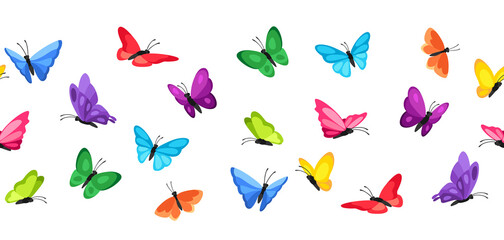 Seamless pattern with decorative butterflies. Colorful abstract insects.