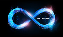 Infinity Symbol Metaverse Technology Concept And Virtual Space, Futuristic Technology Background, Vector Illustration