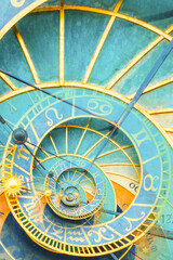 Leinwandbilder - Droste effect background based on Prague astronomical clock. Abstract design for concepts related to astrology and fantasy.