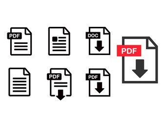 Wall Mural - PDF file download icon. Document text, symbol web format information, vector illustration