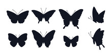 蝶のシルエット　装飾イラストセット