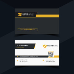 Elegant business card design template. with dark gray yellow details