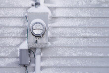 Frozen utility or power meter during Winter