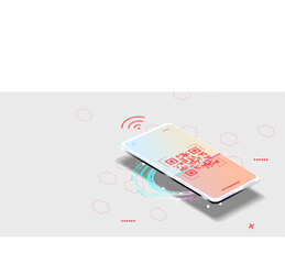 Wall Mural - the concept of qr code verification. the mobile phone reads the qr code. barcode on the smartphone s