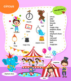 Fototapeta Dinusie - education vocabulary circus vector illustration