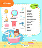 Fototapeta Dinusie - education vocabulary bathroom vector illustration