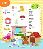 Fototapeta Dinusie - education vocabulary pets vector illustration