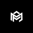 Initial letter PM MP logo template design