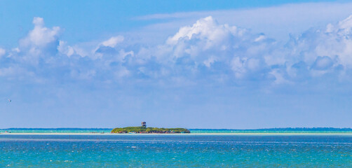 Panorama landscape Holbox island Isla de la Pasión sandbank Mexico.