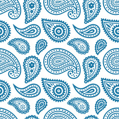 Traditional paisley seamless texture. Hand drawn abstract endless pattern. Simple drawing floral repeating background. Part of set.