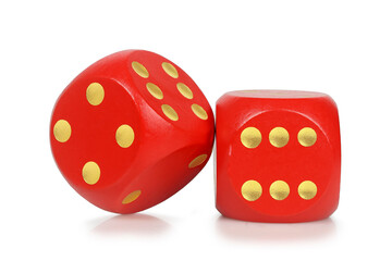 red wooden dice