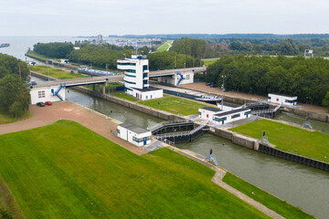 Dutch sea lock
Aerial from dutch sea sluices near Lelystad in the Netherlands