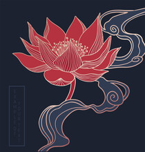Abstract Illustration Of Lotus On Dark Background