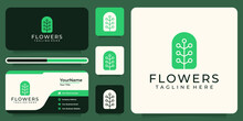 Simple Feminine Green Flower Logo Vector Spa Design