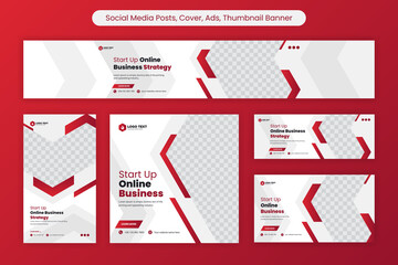 Creative corporate business social media posts,  ads, Facebook cover, web banner, Youtube banner thumbnail template banner package set bundle