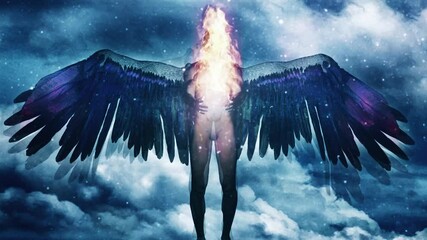 Sticker - Winged Angel Being holds Divine Fire