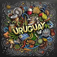 Sticker - Uruguay hand drawn cartoon doodle illustration. Funny local design.