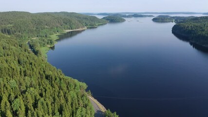 Wall Mural - Aerial view of the system of lakes with islands