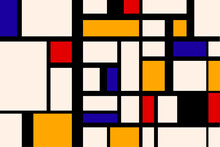 Abstract Composition, Retro Painting In Piet Mondrian Style