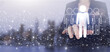 © Alexa Mat - HR Human Resources Recruitment Employment. Hand touch digital screen hologram Human, Leader sign on city light blurred background. Human search.Leader and CEO.