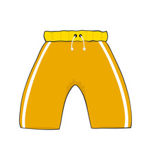 Yellow Swimming Trunks Hand Drawn For Summer Vacations