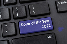 Color Of The Year 2022 Key On A Black Pc Keyboard. Computer Notebook Enter Key Of Blue Violet Trendy Color  Very Peri. Message On The Enter Button Of Keyboard Concept.