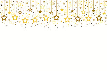 Falling Golden Shining Stars Holiday Background. Vector
