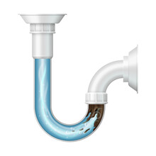 Clogged Drain Pipe In Water Bathroom Piping Realistic. Clean Clogged Drain Plumber