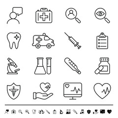 Wall Mural - Vector set of icons. Medicine and healthcare. 