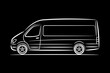 © Art_freeman - Cargo van abstract silhouette line art view from side. Flat illustration on black background.