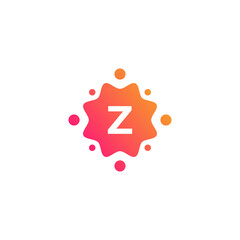 Wall Mural - Smart and Creative Letter Z Logo Design Template with Dots or Points. Geometric Dot Circle Science Medicine Sign. Universal Energy Tech Planet Star Atom Vector Icon Element